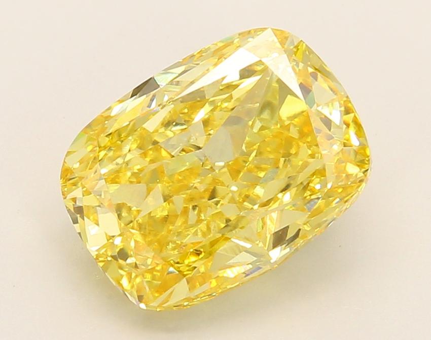 4.60 Ct. Fancy Vivid Yellow Cushion Lab Grown Diamond