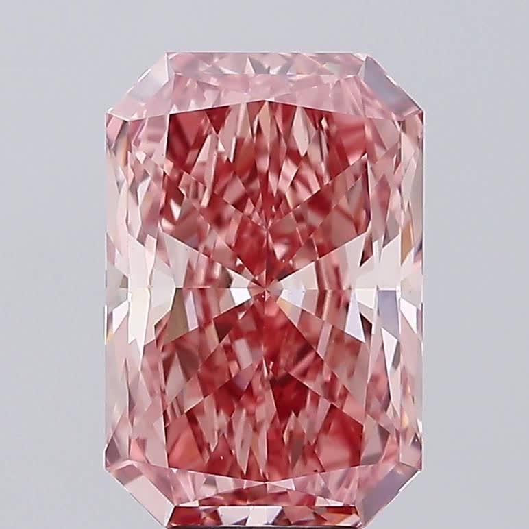 6.52 Ct. Fancy Vivid Pink Radiant Lab Grown Diamond