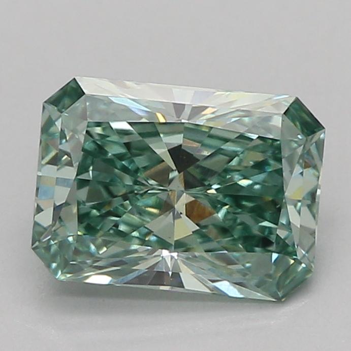 0.76 Ct. Fancy Vivid Bluish Green Radiant Lab Grown Diamond