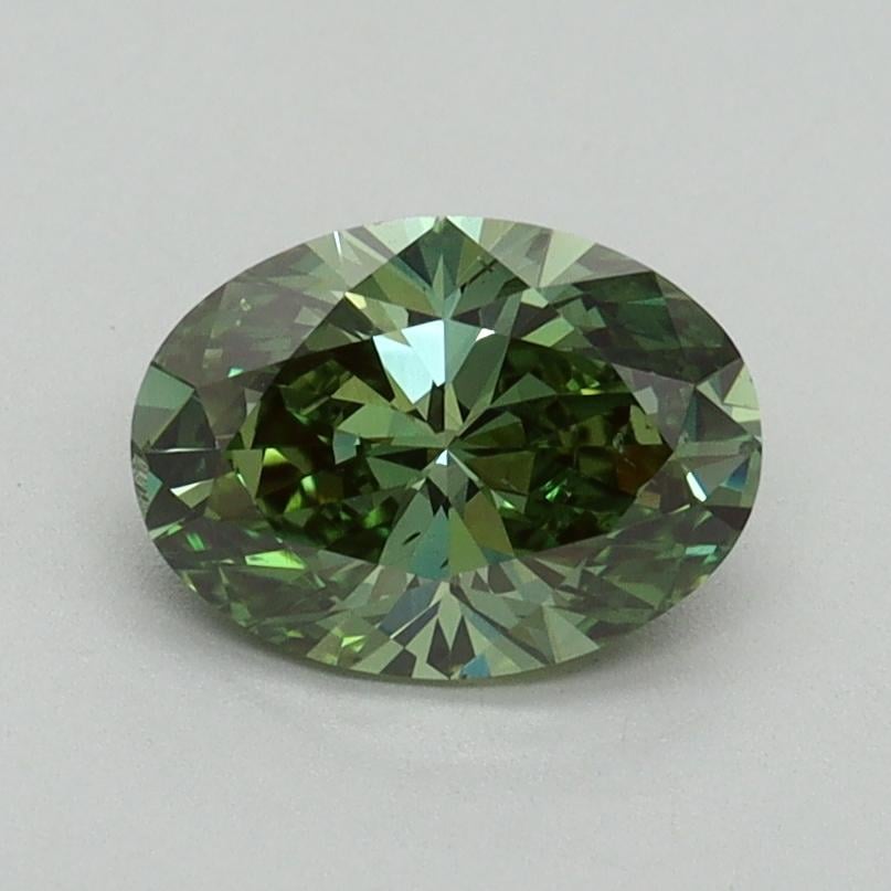 1.00 Ct. Fancy Vivid Green Oval Lab Grown Diamond