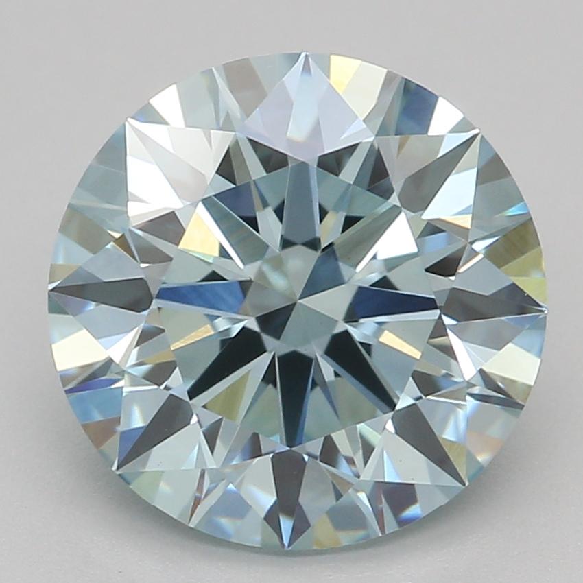 2.05 Ct. Fancy Intense Green Blue Round Lab Grown Diamond