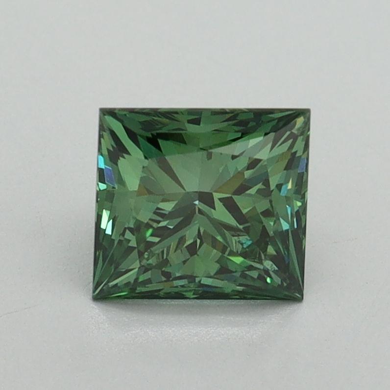 1.15 Ct. Fancy Vivid Green Princess Lab Grown Diamond