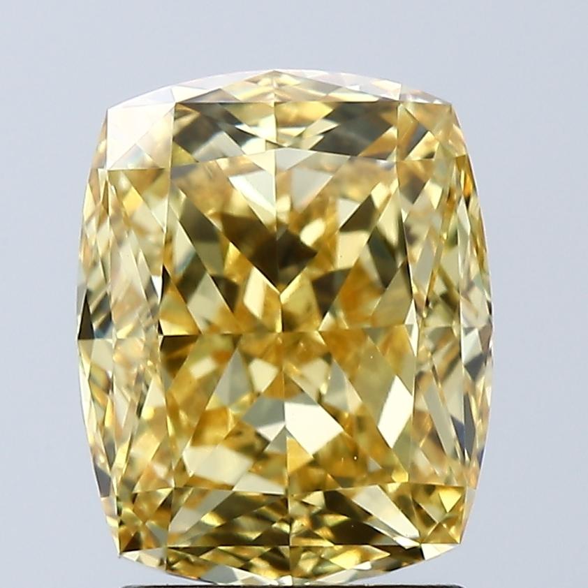 3.05 Ct. Fancy Vivid Yellow Cushion Lab Grown Diamond