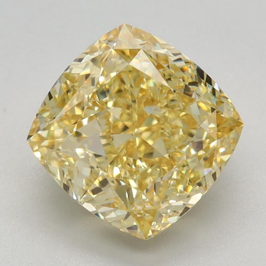 3.09 Ct. Fancy Vivid Yellow Cushion Lab Grown Diamond
