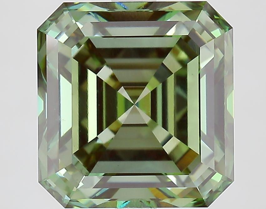 5.02 Ct. Fancy Vivid Green Asscher Lab Grown Diamond