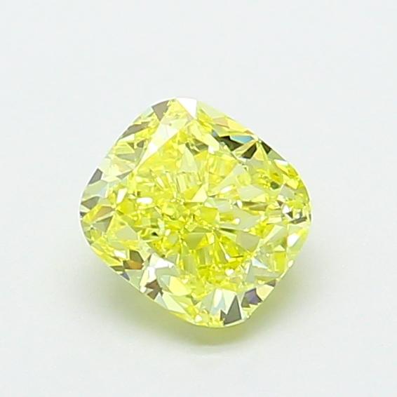 0.89 Ct. Fancy Intense  Yellow Cushion Lab Grown Diamond