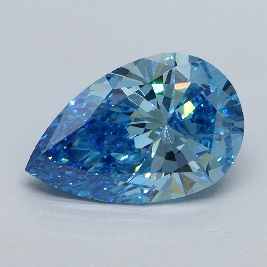 1.62 Ct. Fancy Vivid Blue Pear Lab Grown Diamond