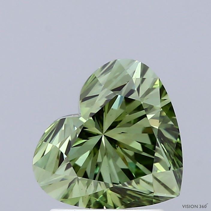 1.89 Ct. Fancy Vivid  Green Heart Lab Grown Diamond