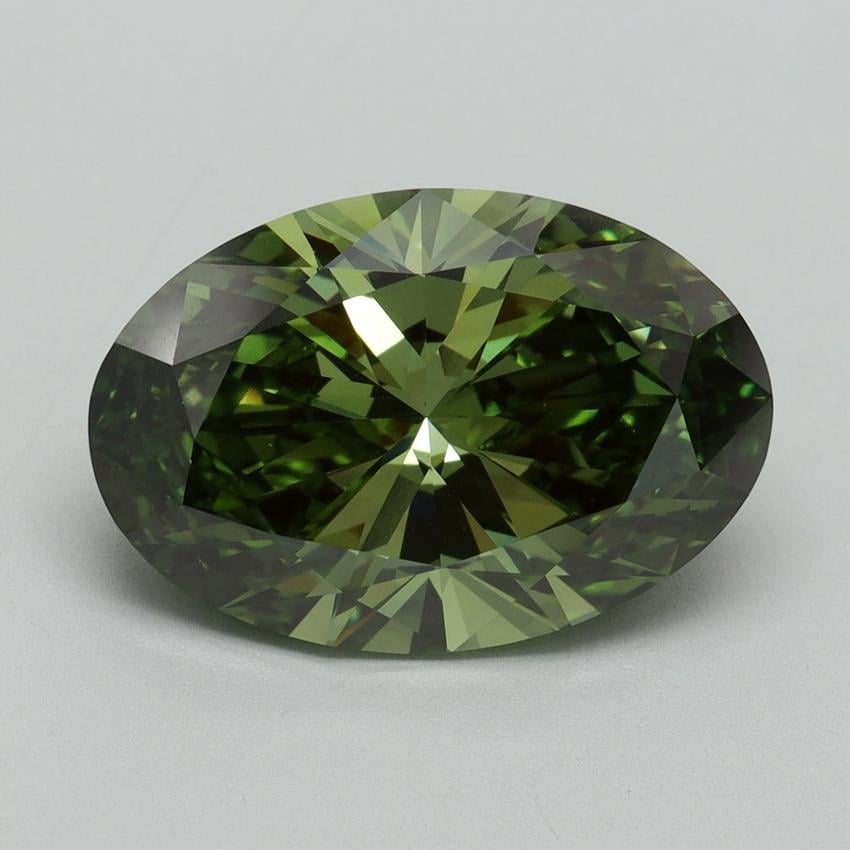 5.00 Ct. Fancy Vivid Green Oval Lab Grown Diamond