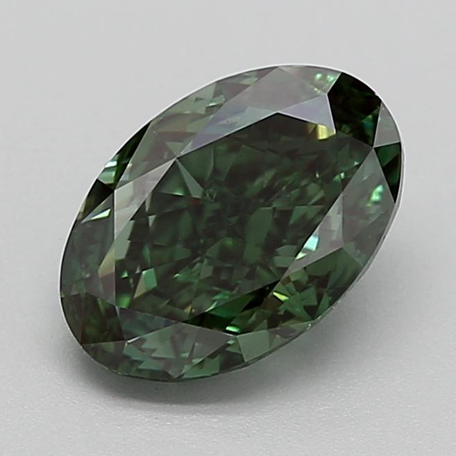 1.63 Ct. Fancy Vivid  Green Oval Lab Grown Diamond