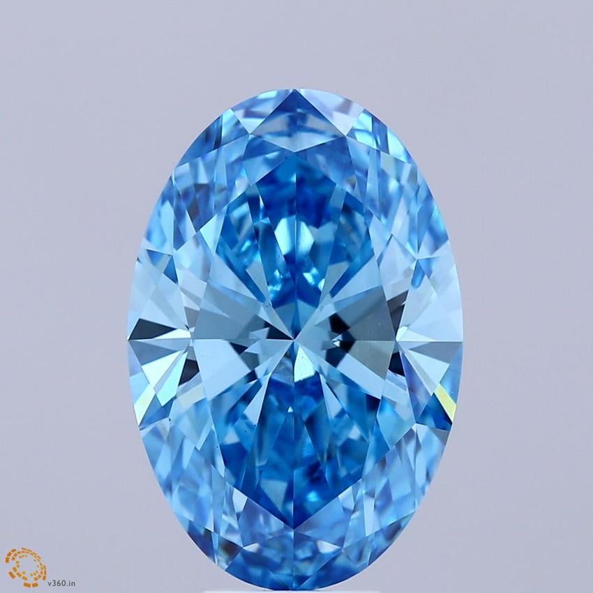 6.22 Ct. Fancy Vivid Blue Oval Lab Grown Diamond