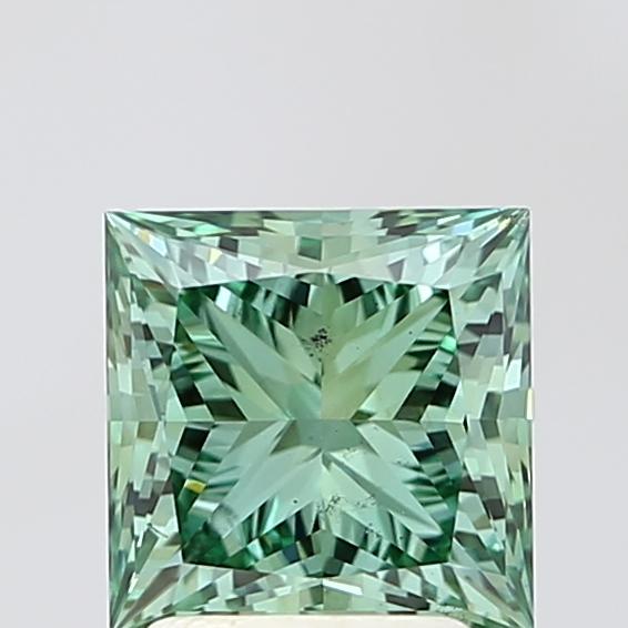 2.01 Ct. Fancy Vivid Green Princess Lab Grown Diamond