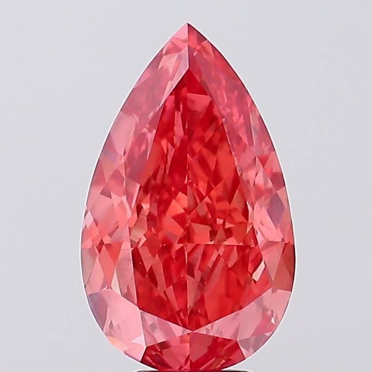 7.70 Ct. Fancy Vivid  Red Pear Lab Grown Diamond