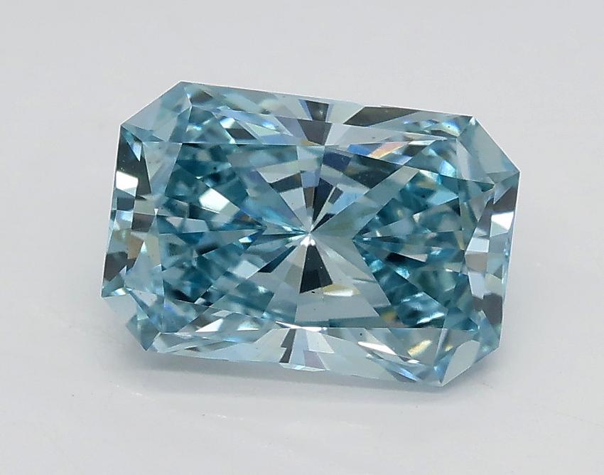 1.58 Ct. Fancy Intense Greenish Blue Radiant Lab Grown Diamond