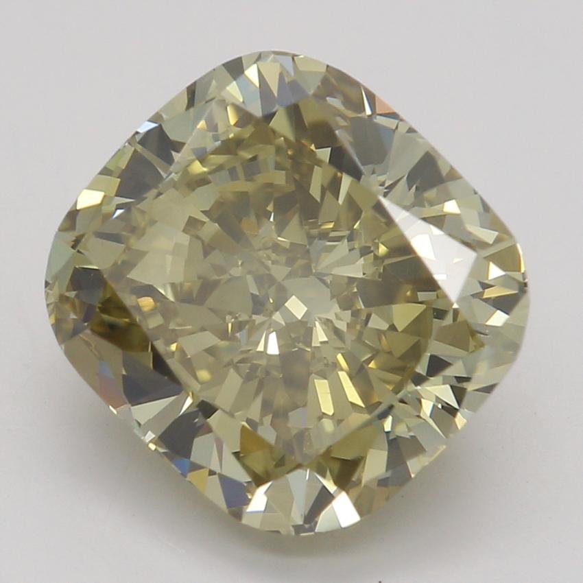 3.02 Ct. Fancy Dark Brown-Greenish Yellow Cushion Diamond