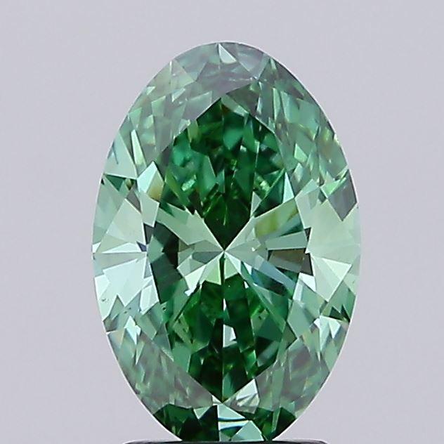 2.10 Ct. Fancy Vivid Green Oval Lab Grown Diamond