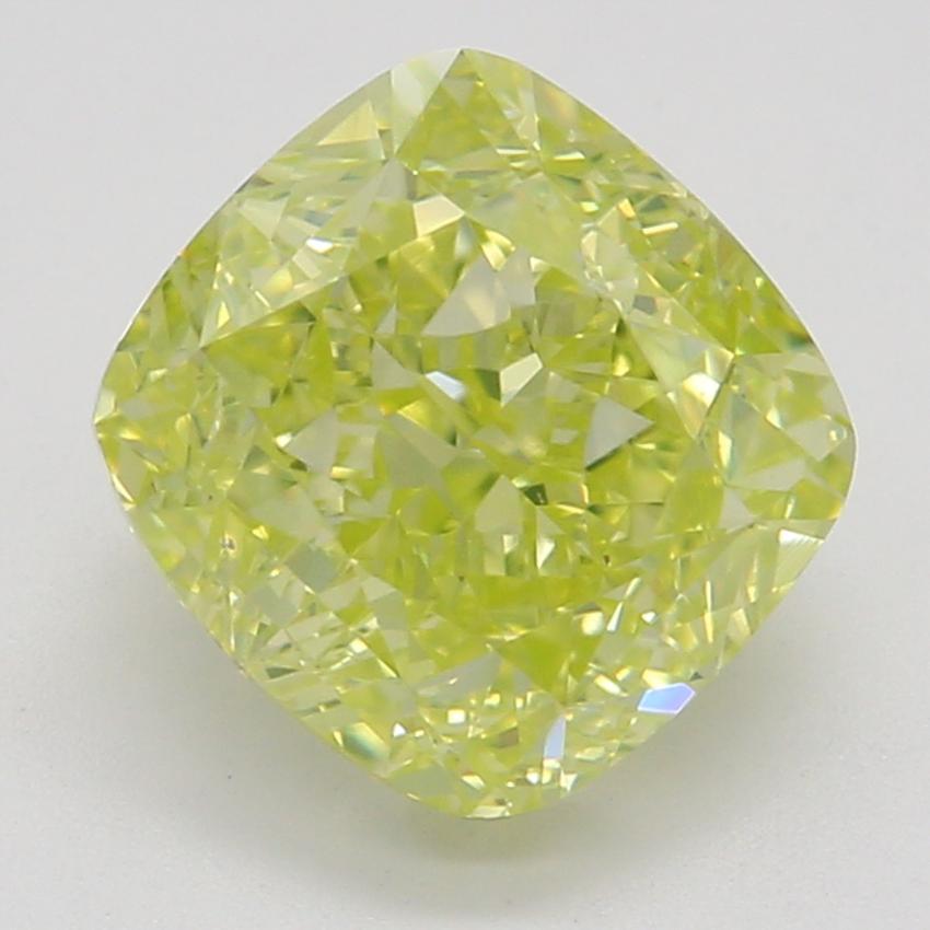 1.52 Ct. Fancy Intense Greenish Yellow Cushion Diamond