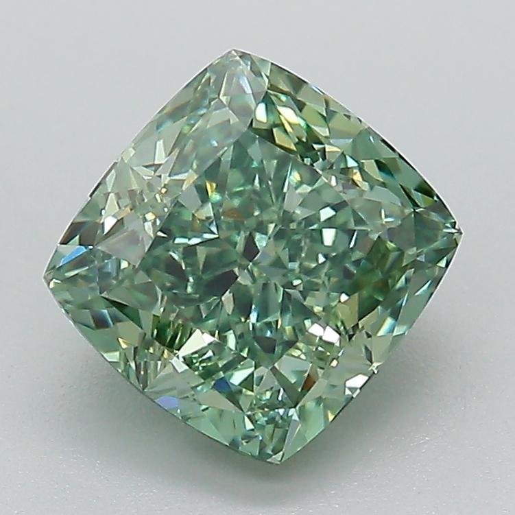 2.16 Ct. Fancy Vivid Green Cushion Lab Grown Diamond