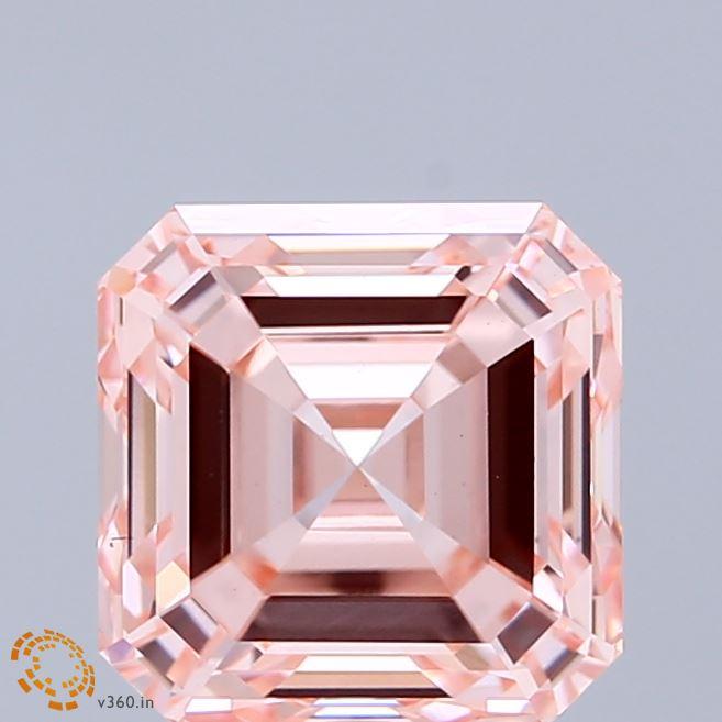 3.14 Ct. Fancy Intense Pink Asscher Lab Grown Diamond