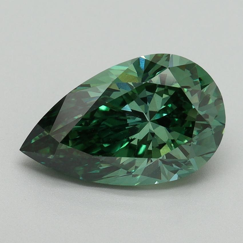 3.01 Ct. Fancy Vivid Green Pear Lab Grown Diamond