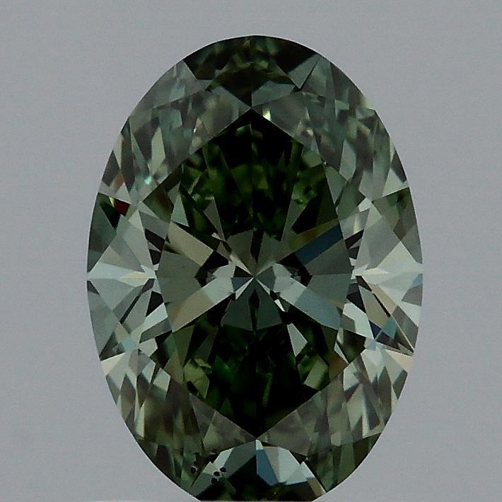 1.02 Ct. Fancy Vivid Green Oval Lab Grown Diamond