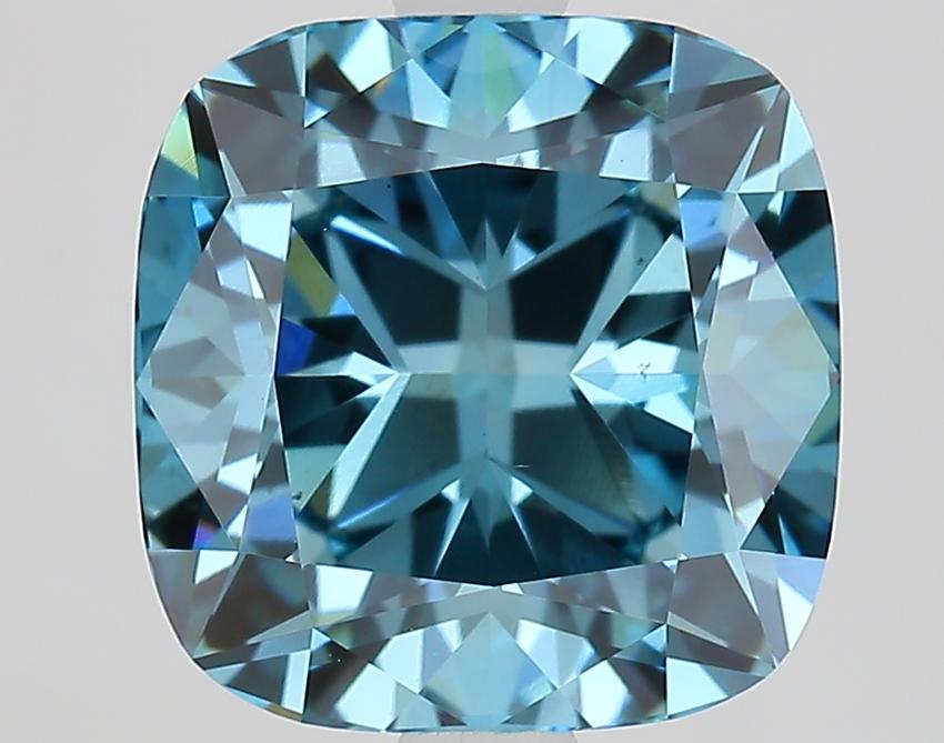 3.09 Ct. Fancy Vivid Blue Cushion Lab Grown Diamond