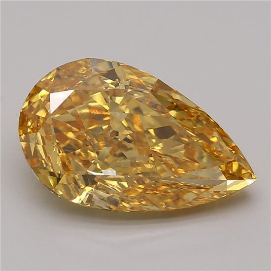 5.73 Ct. Fancy Vivid Yellow Pear Lab Grown Diamond