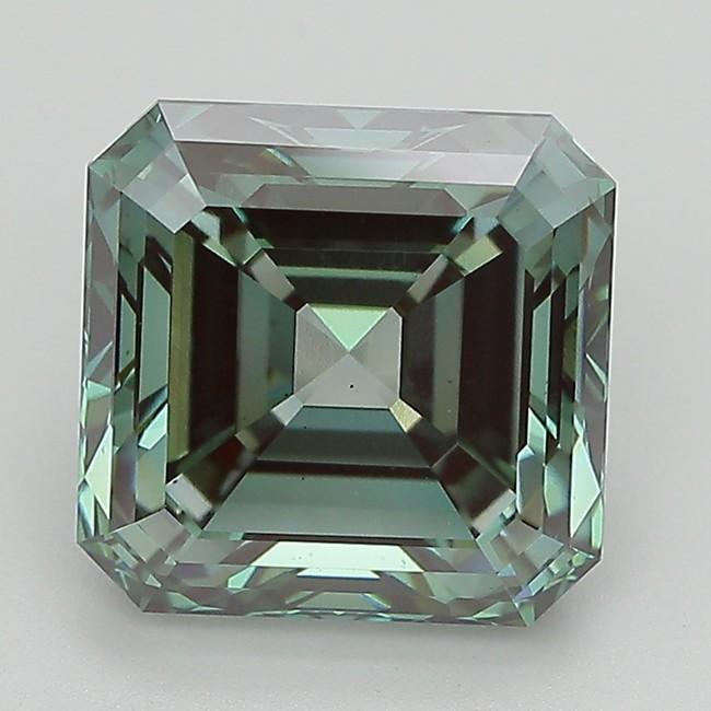 6.24 Ct. Fancy Vivid  Green Asscher Lab Grown Diamond