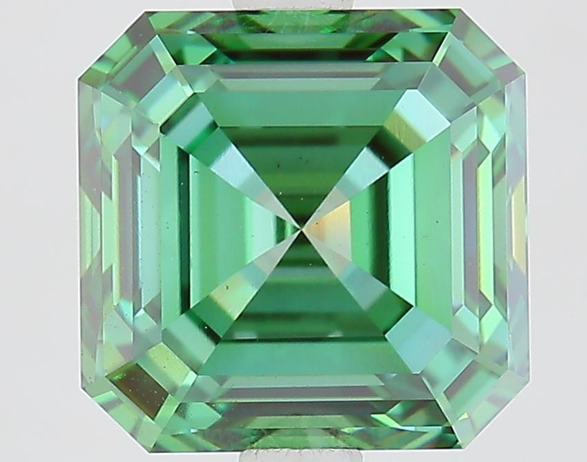 3.20 Ct. Fancy Vivid Green Asscher Lab Grown Diamond