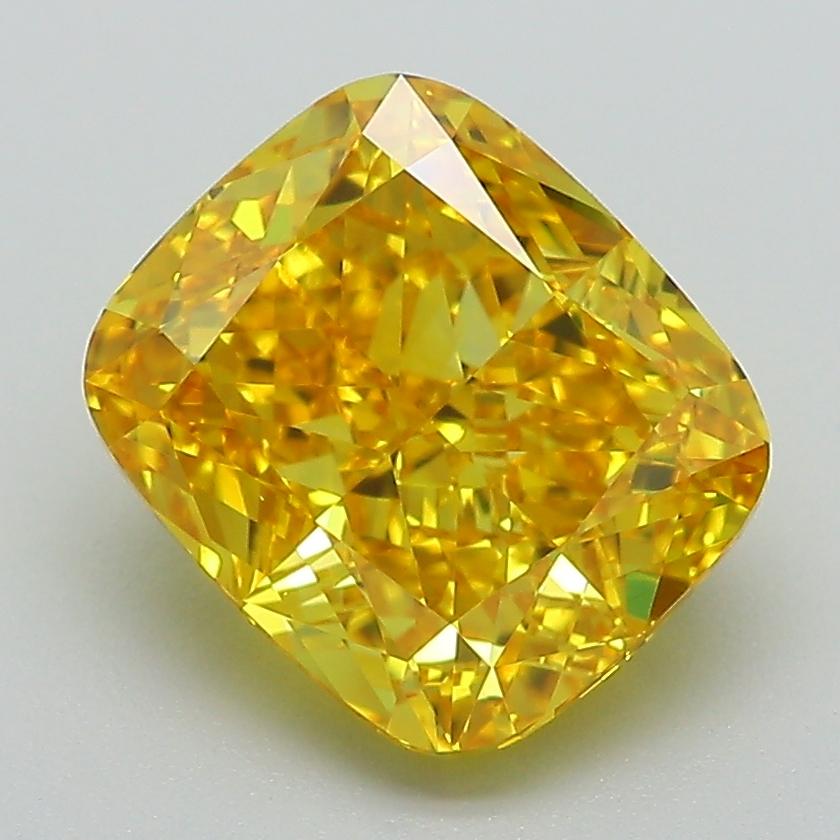 3.15 Ct. Fancy Vivid Yellow Cushion Lab Grown Diamond
