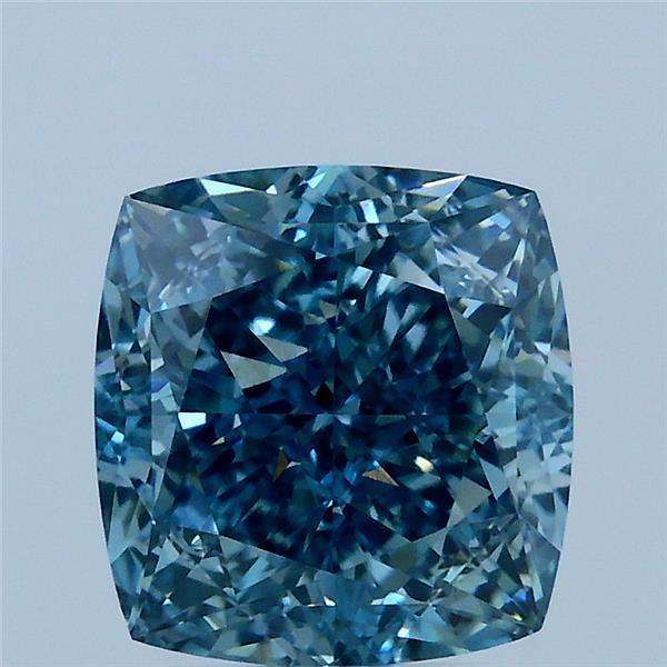 3.07 Ct. Fancy Vivid Blue Cushion Lab Grown Diamond