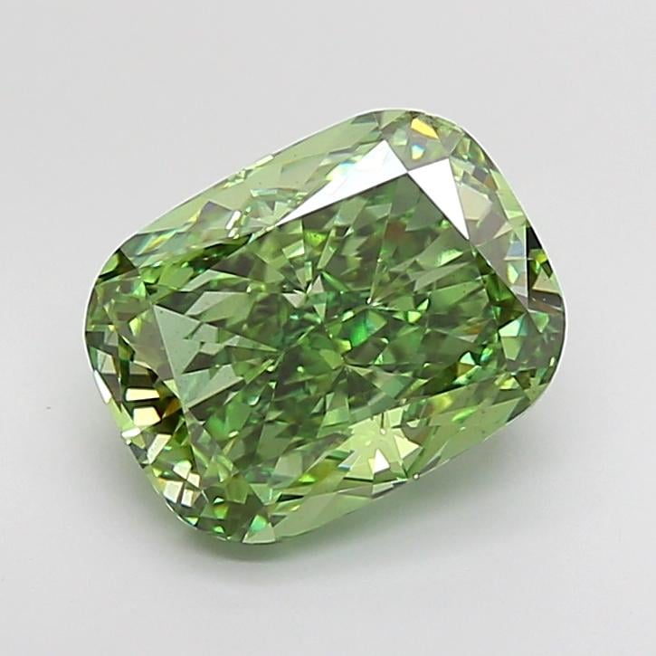 5.19 Ct. Fancy Vivid  Green Cushion Lab Grown Diamond