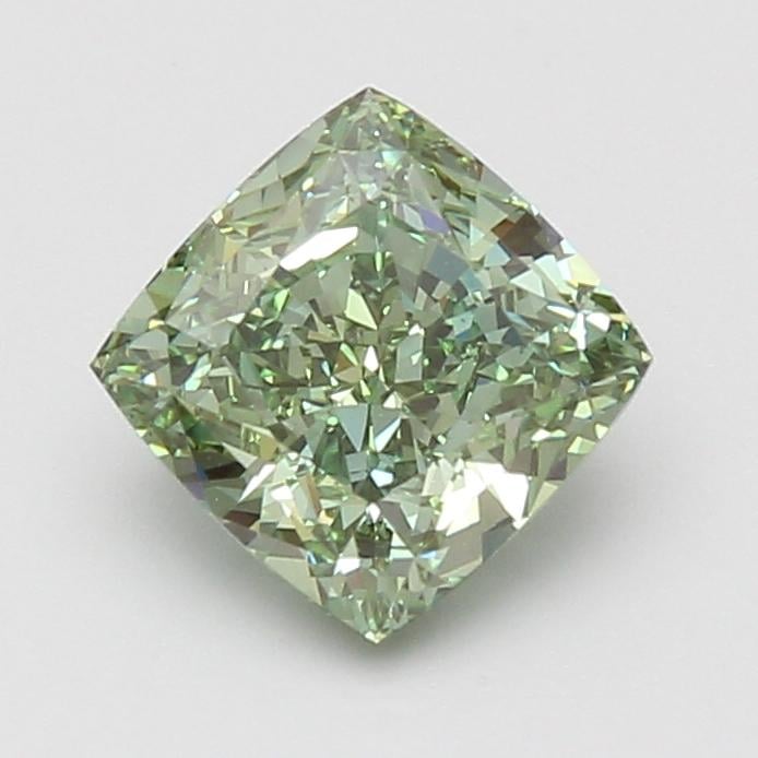 2.10 Ct. Fancy Vivid Green Cushion Lab Grown Diamond