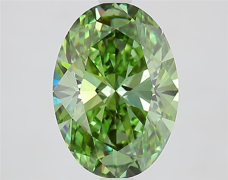 2.99 Ct. Fancy Vivid  Green Oval Lab Grown Diamond