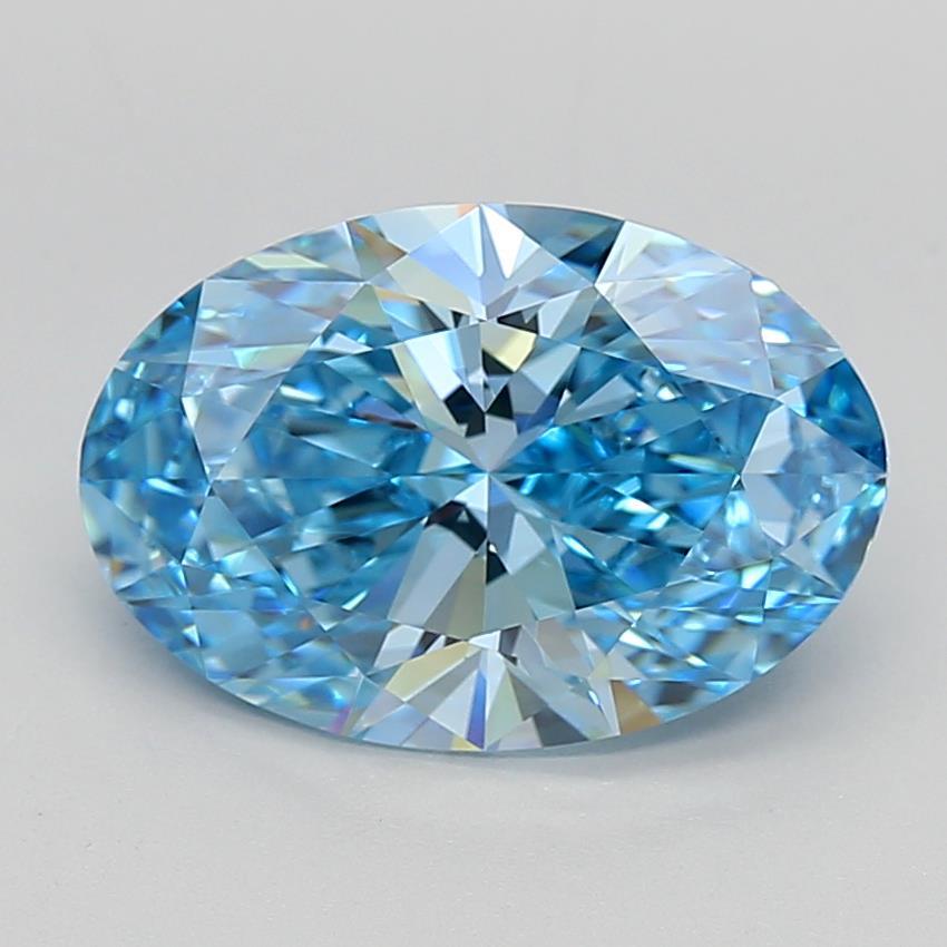 4.04 Ct. Fancy Vivid Blue Oval Lab Grown Diamond