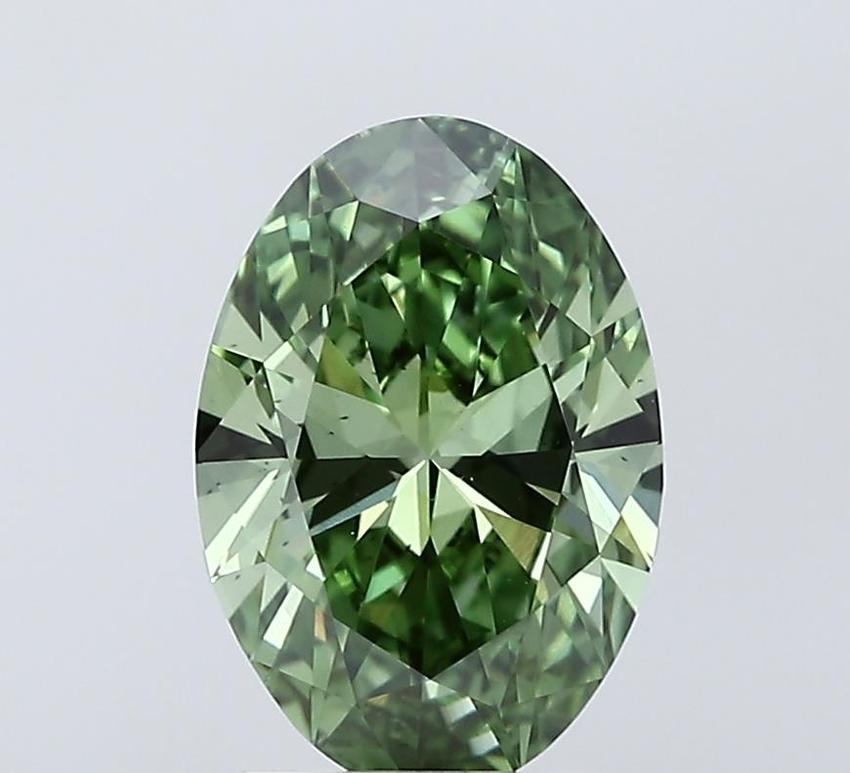 2.04 Ct. Fancy Vivid Green Oval Lab Grown Diamond