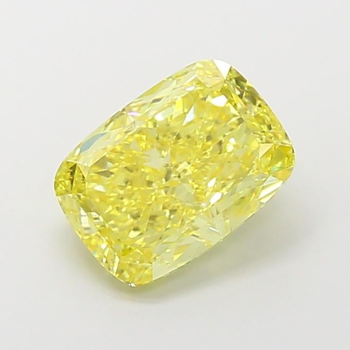 3.68 Ct. Fancy Vivid Yellow Cushion Lab Grown Diamond