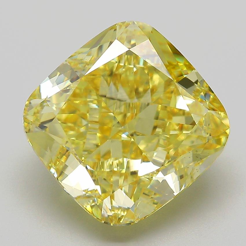 9.89 Ct. Fancy Intense  Yellow Cushion Lab Grown Diamond