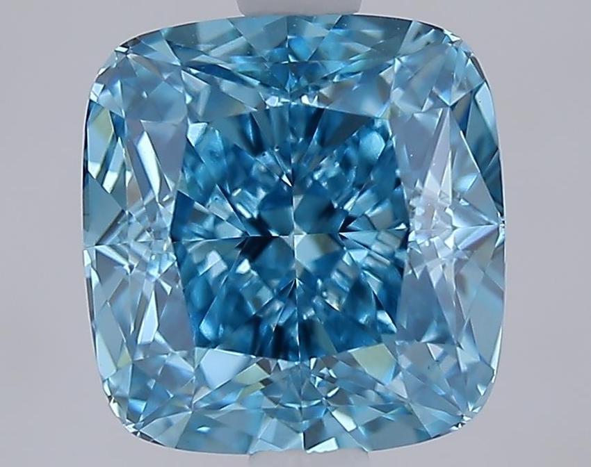 3.04 Ct. Fancy Vivid Blue Cushion Lab Grown Diamond