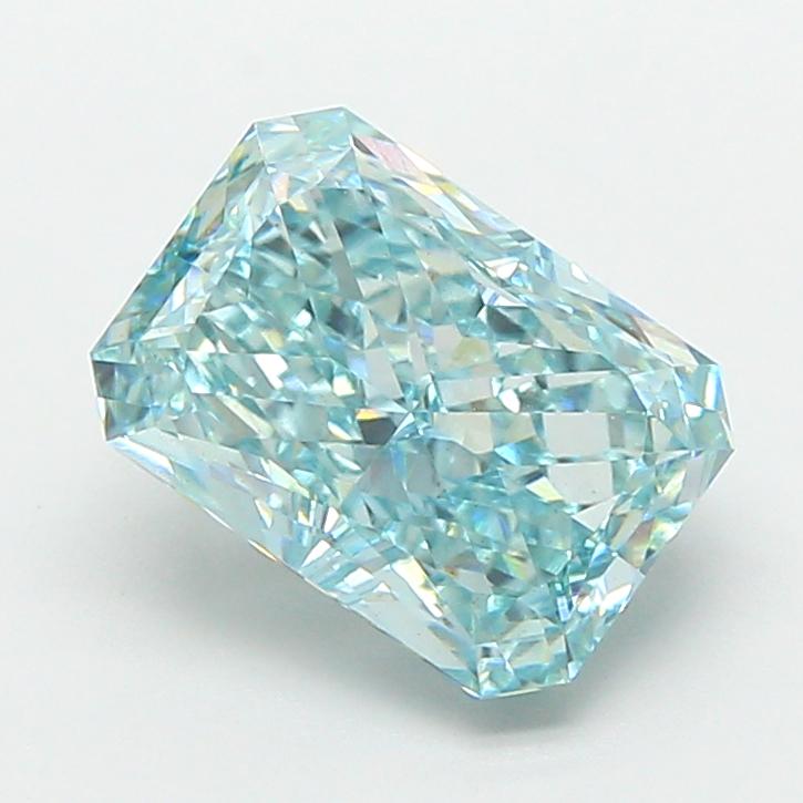 2.54 Ct. Fancy Vivid Greenish Blue Radiant Lab Grown Diamond