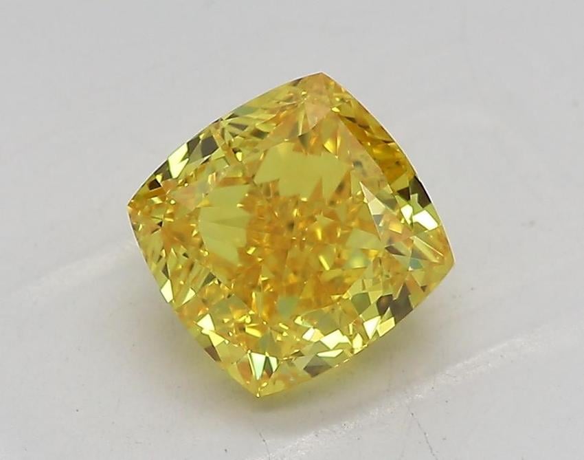 1.67 Ct. Fancy Vivid Yellow Cushion Lab Grown Diamond