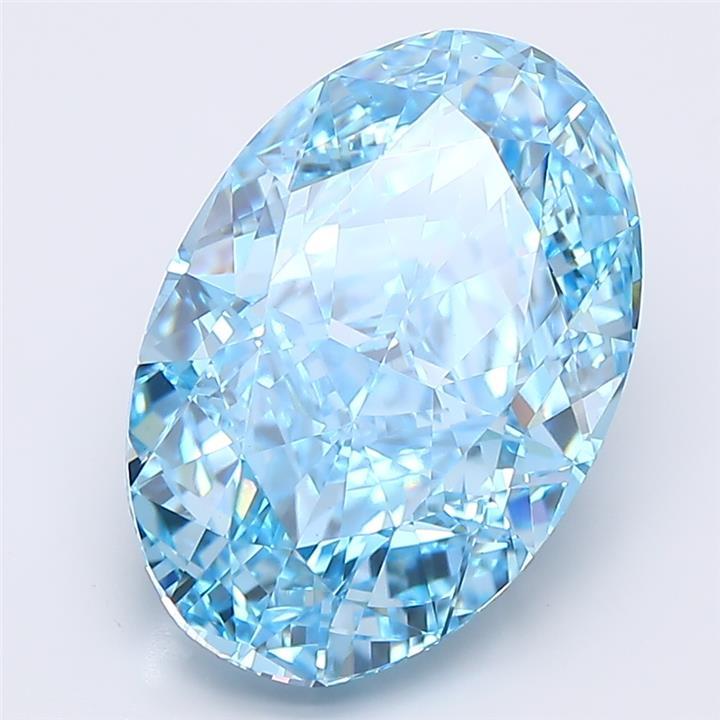 7.63 Ct. Fancy Vivid  Blue Oval Lab Grown Diamond