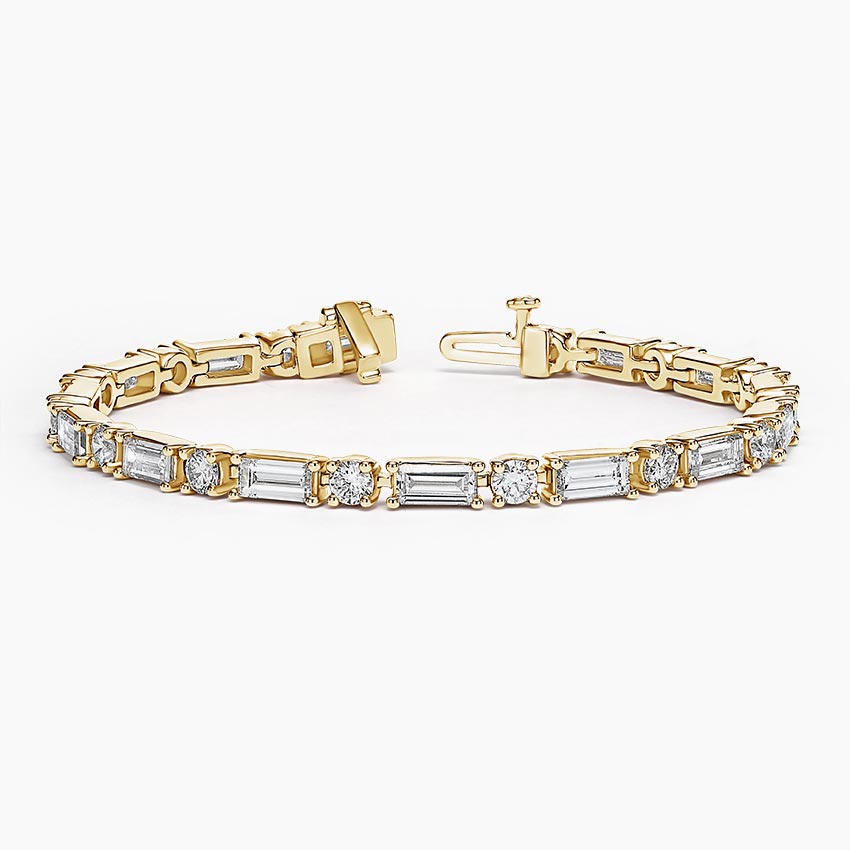 18K Yellow Gold Allegra Baguette and Round Lab Diamond Tennis Bracelet (7 ct. tw.)