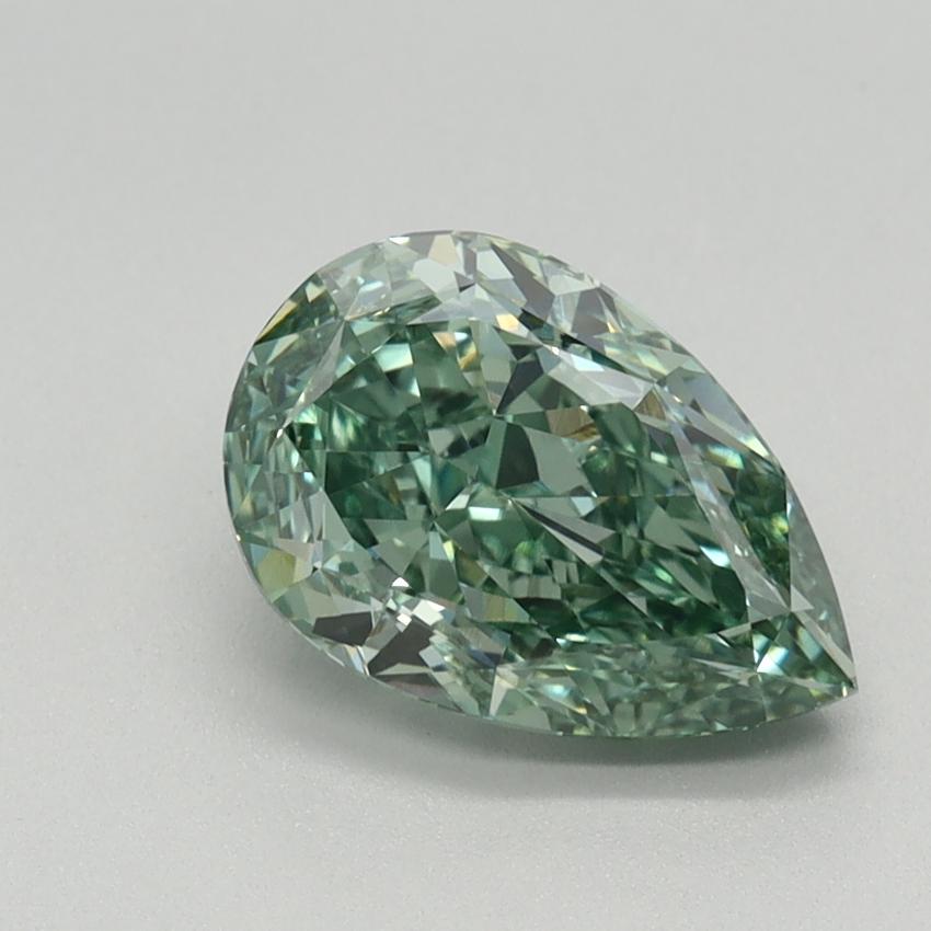 1.62 Ct. Fancy Vivid Bluish Green Pear Lab Grown Diamond