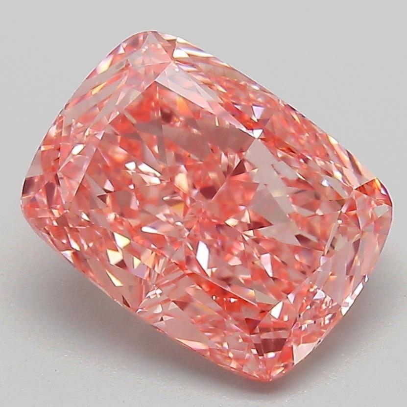 3.15 Ct. Fancy Vivid Pink Cushion Lab Grown Diamond