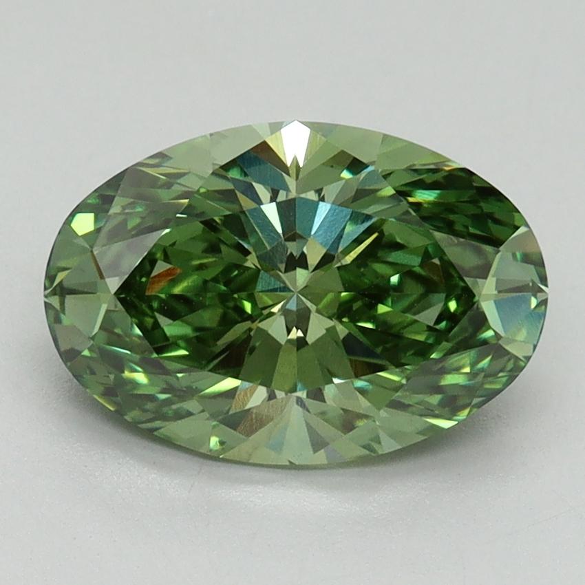 2.17 Ct. Fancy Vivid Green Oval Lab Grown Diamond