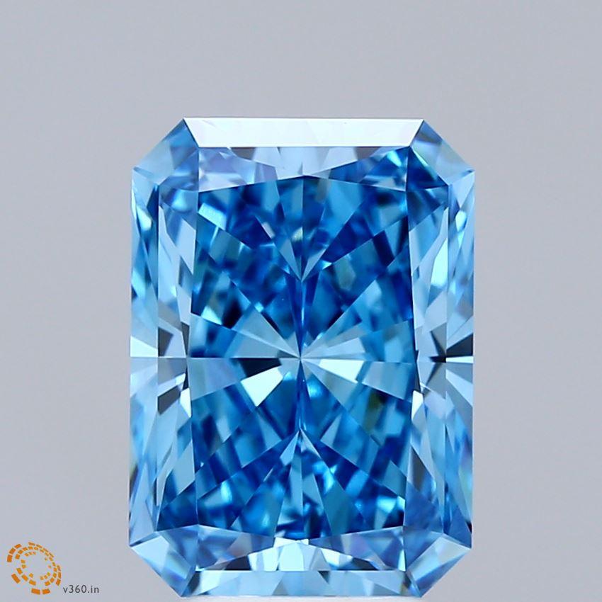 4.24 Ct. Fancy Vivid Blue Radiant Lab Grown Diamond