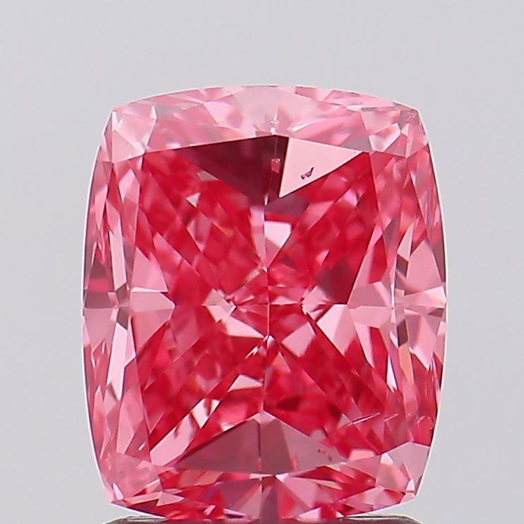 1.52 Ct. Fancy Vivid Pink Cushion Lab Grown Diamond