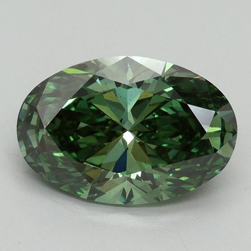 2.17 Ct. Fancy Vivid Green Oval Lab Grown Diamond