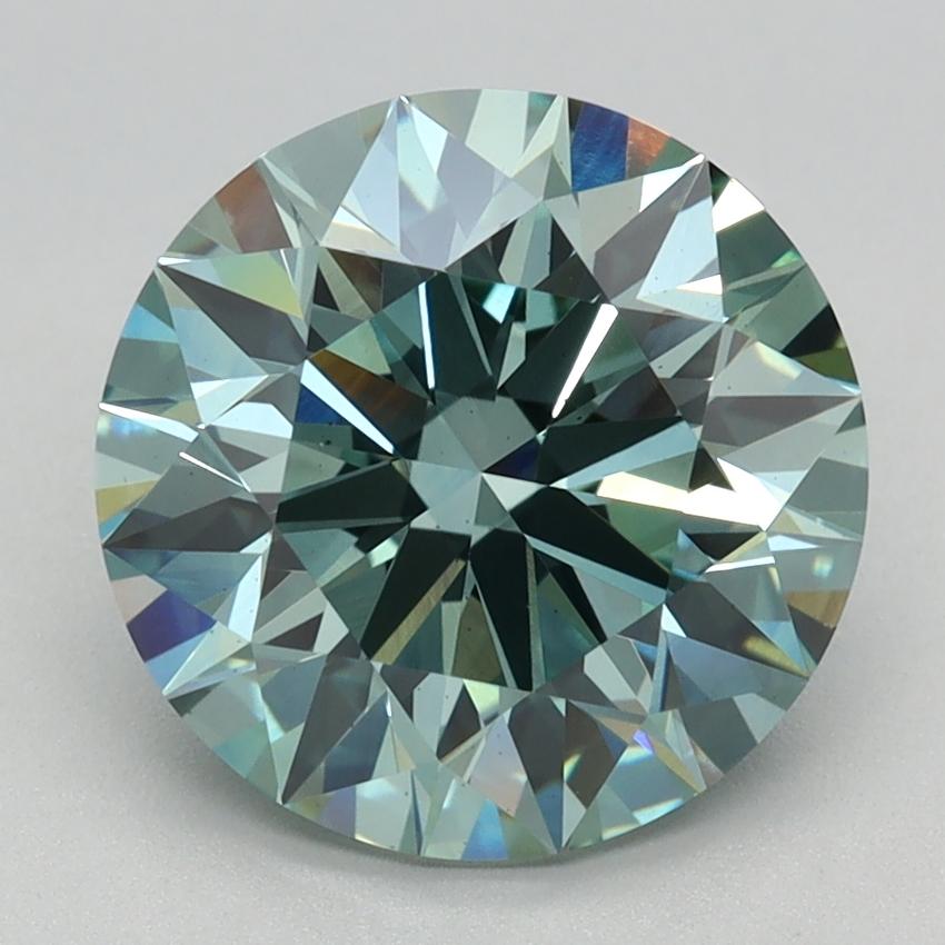 3.09 Ct. Fancy Vivid Green Round Lab Grown Diamond